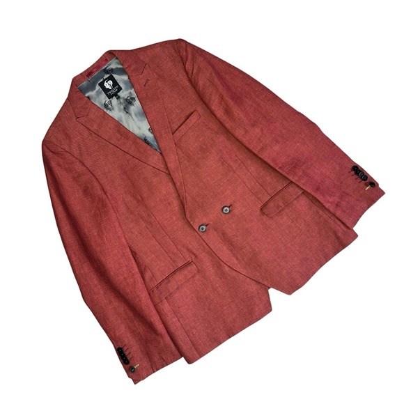 Twisted Tailor Other - Twisted Tailor Panther Jacket Linen Blazer Twisted Comb Men 44 Rust Red Vacation